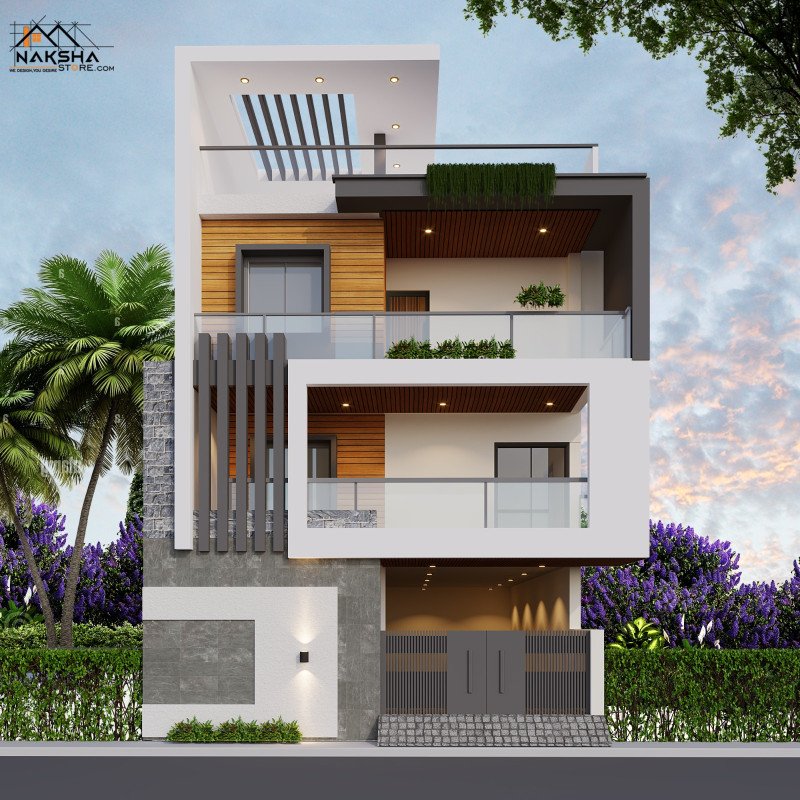 Modern 25×50 Contemporary House Elevation Design